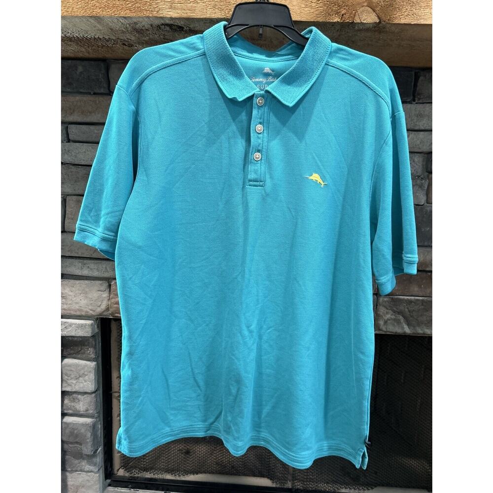 Men’s TOMMY BAHAMA Green Supima Short Sleeve Polo Shirt Size L *B1